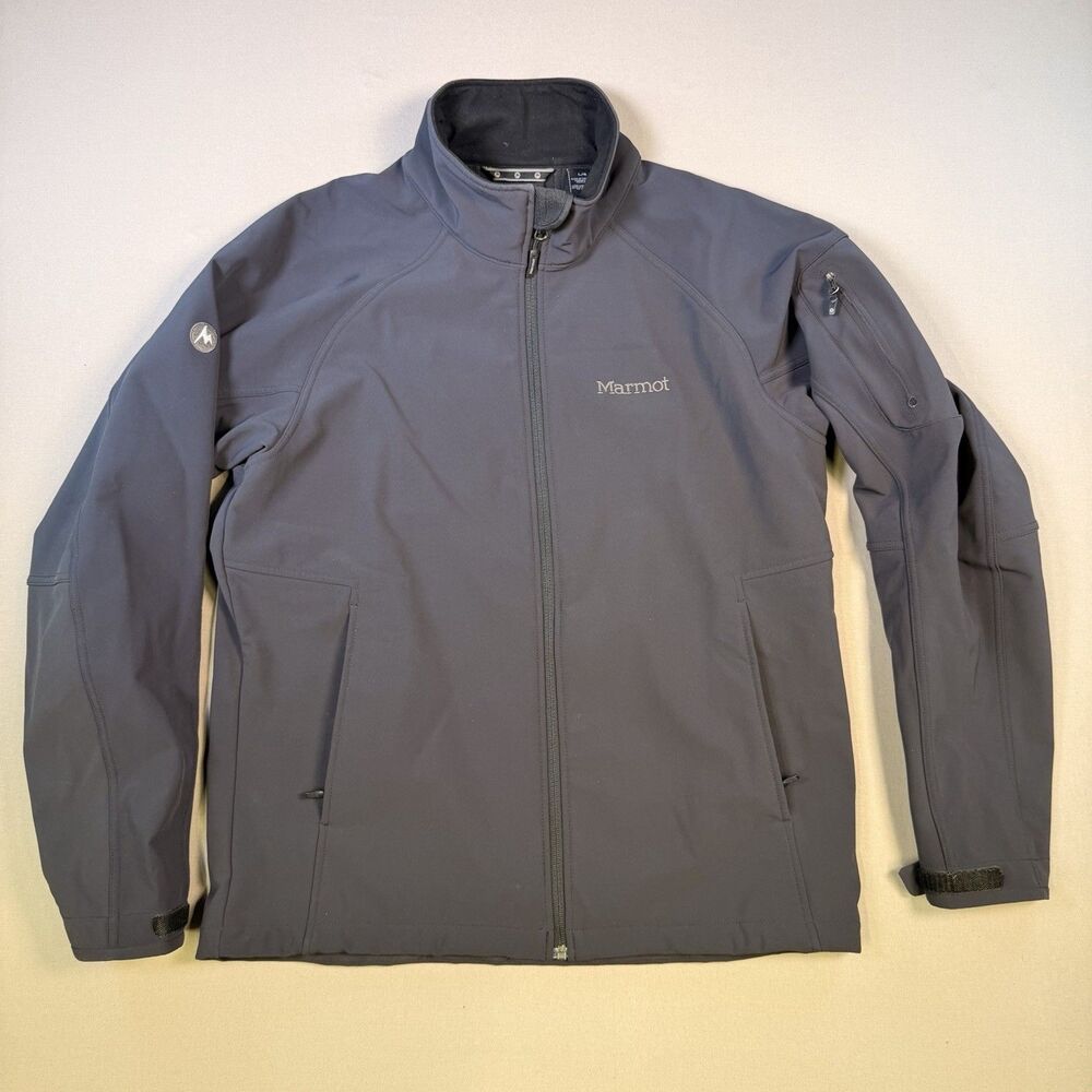 Marmot Men Full Zip Jacket Black Size Large Zip Pocket Stretch Light Weight